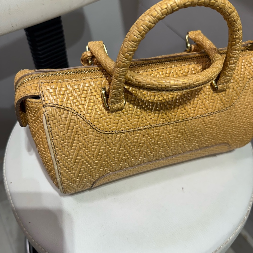 Brahmin vintage Claire Woven Tan Satchel - Picture 2 of 4